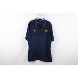 Nike Air Jordan Mens XL University of Michigan Football Golf Polo Shirt Blue